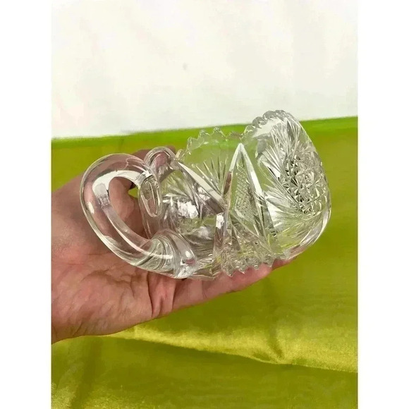 VTG American Brilliant Crystal Sugar Bowl Clear Cut Glass HEAVY Sawtooth - Picture 12 of 16